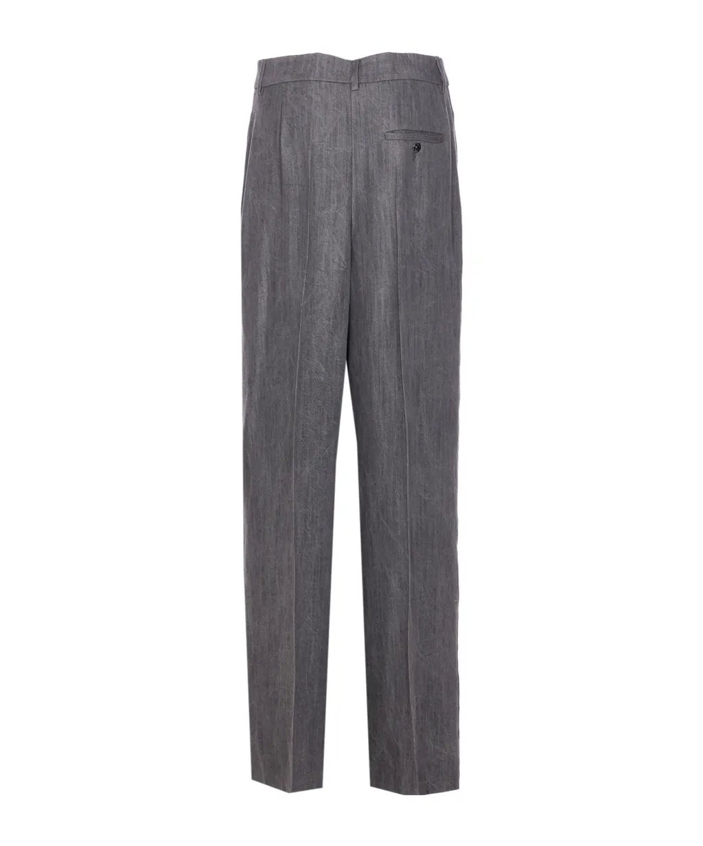Straight-Leg Pleated Trousers