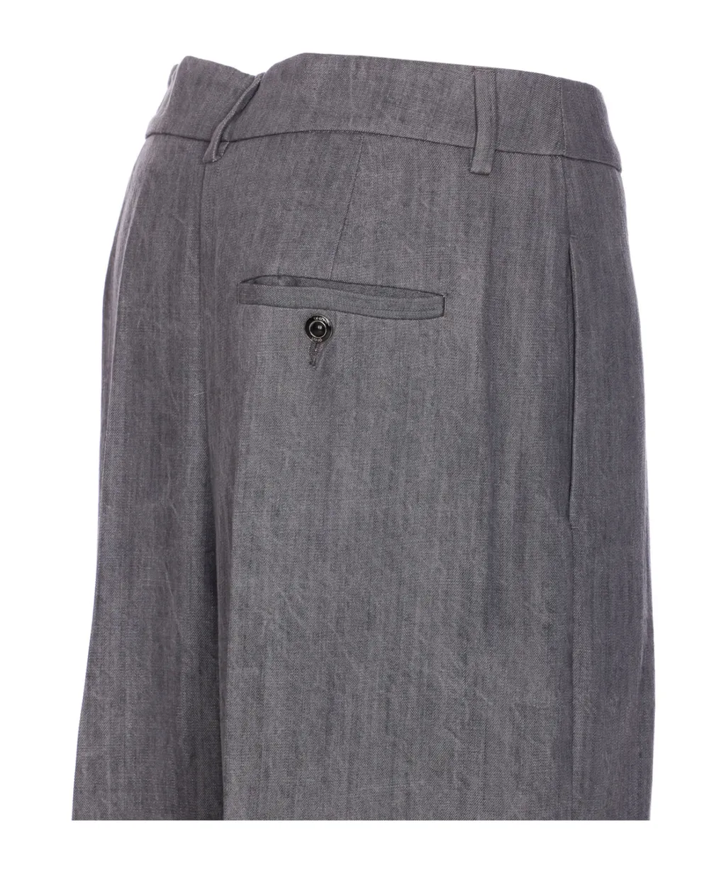Straight-Leg Pleated Trousers