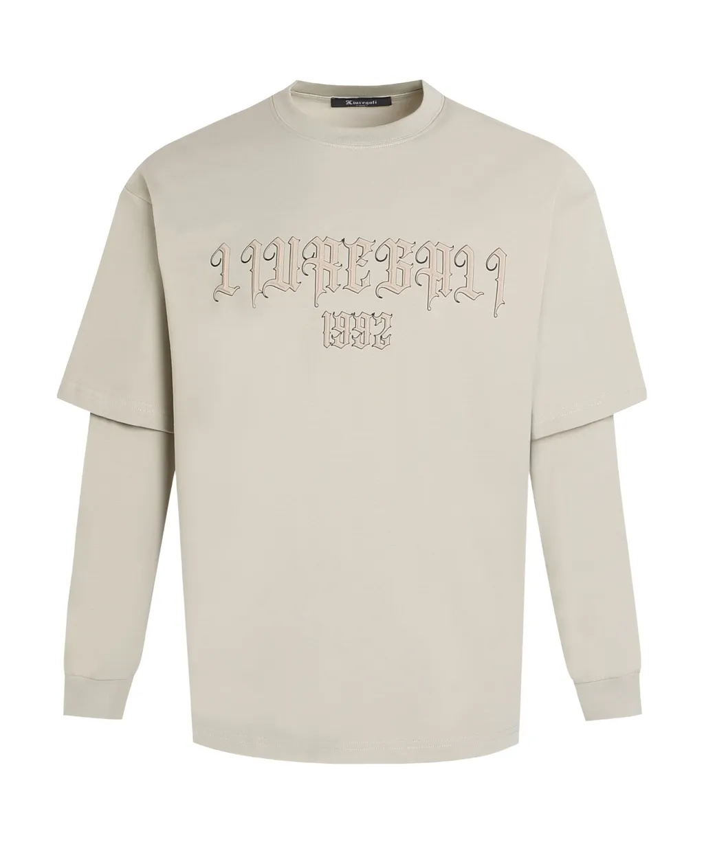 Printed Fake Two-Piece Long-Sleeved Base Shirt