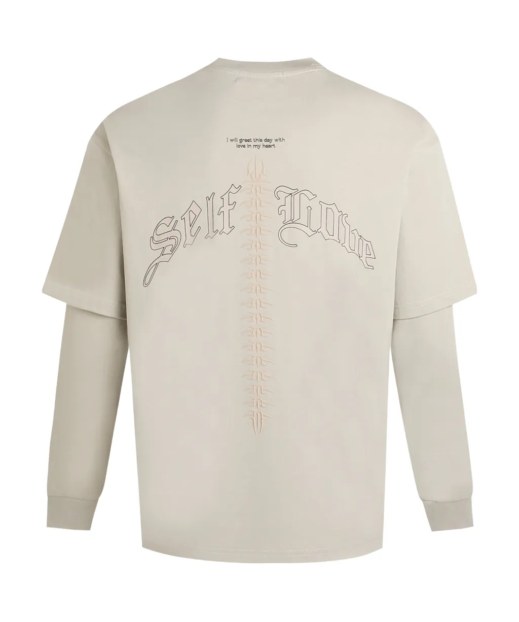 Printed Fake Two-Piece Long-Sleeved Base Shirt