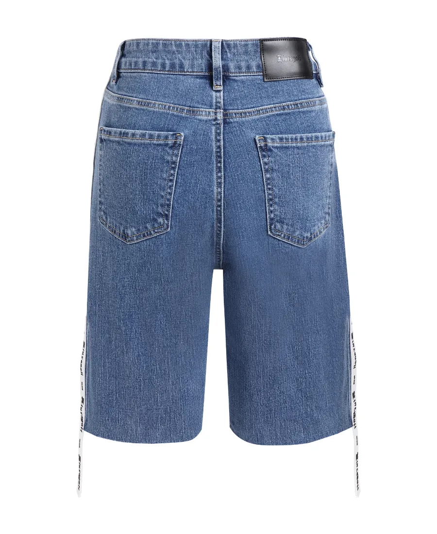 Long Ribbon Denim Shorts