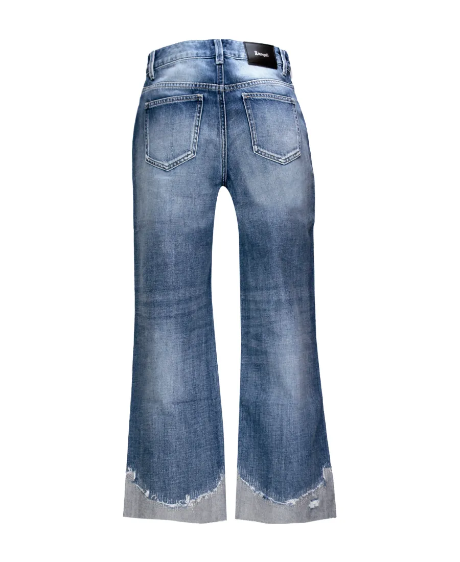 Faded Imitation Denim Trousers