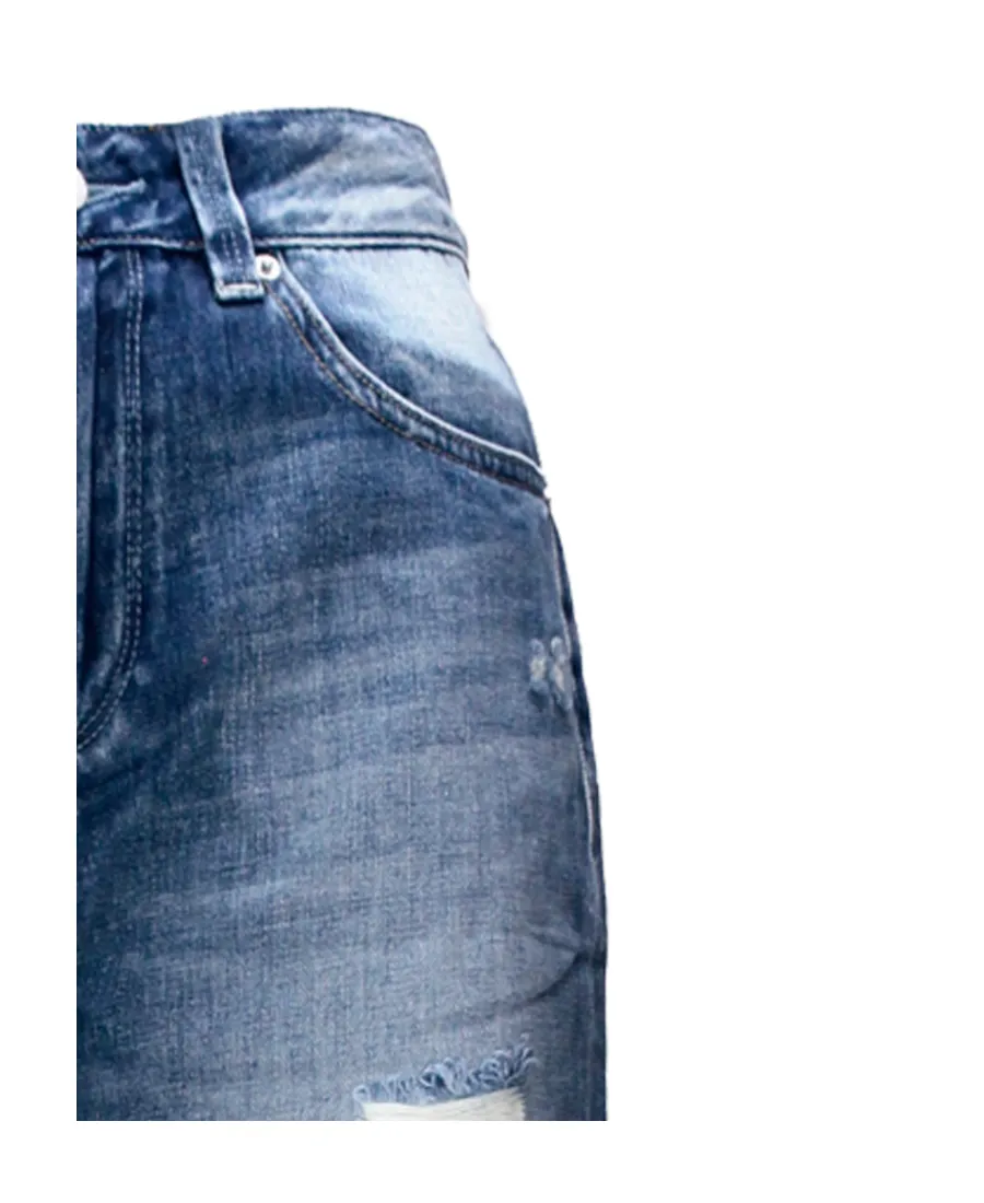 Faded Imitation Denim Trousers