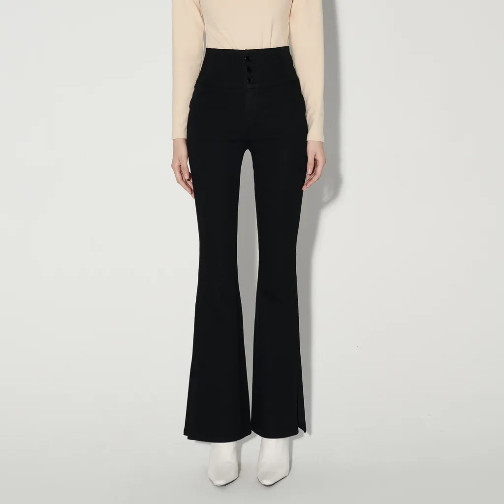 Split High-Rise Flared Jeans
