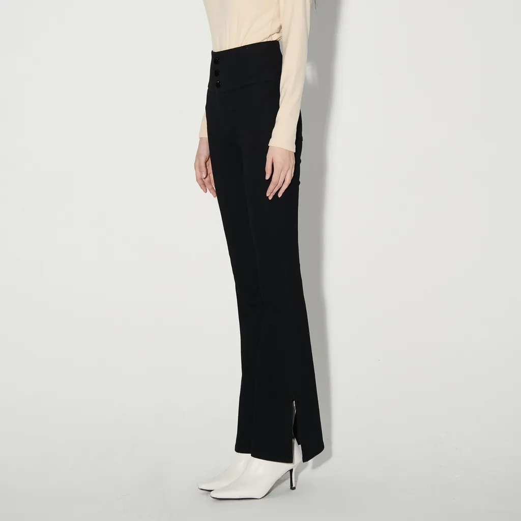 Split High-Rise Flared Jeans