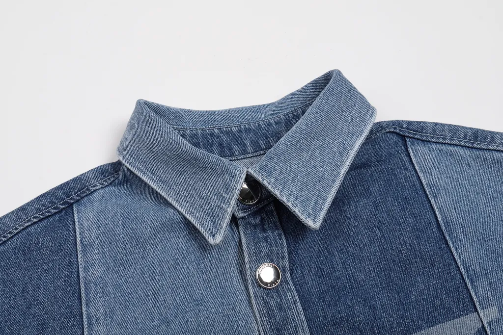 Stitched Long-Sleeved Denim Shirt
