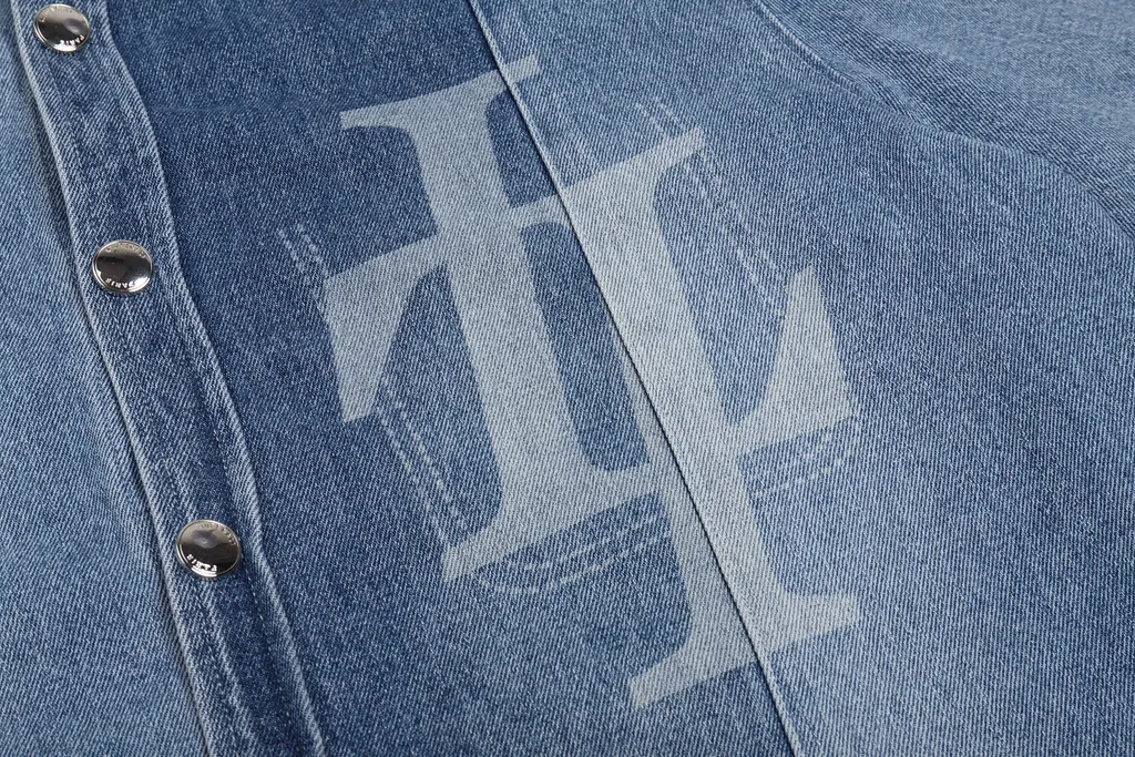 Stitched Long-Sleeved Denim Shirt
