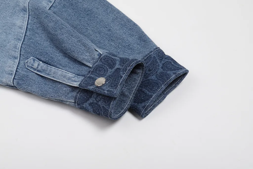 Stitched Long-Sleeved Denim Shirt