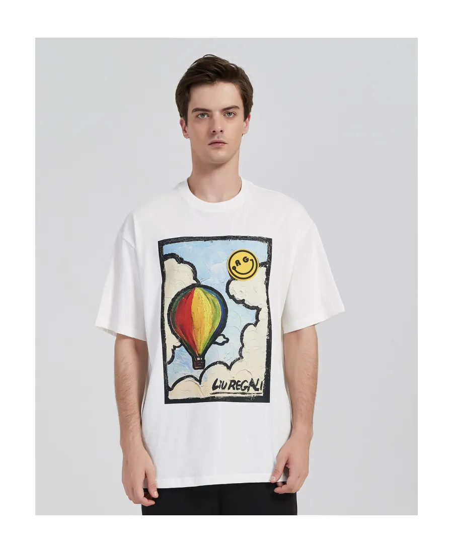 Hot Air Balloon Oil Painting Short-Sleeved T-Shirt