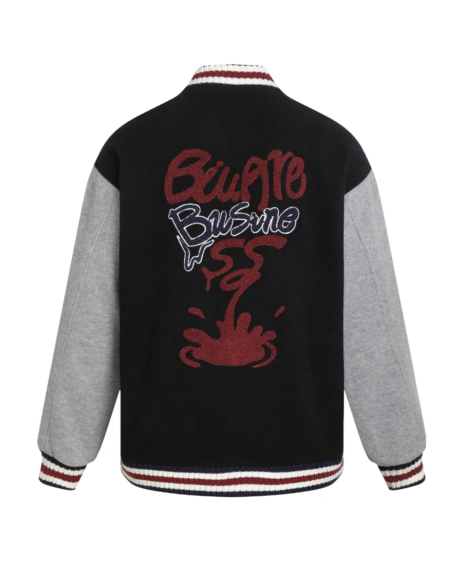 Vintage Woolen Cloth Embroidered Baseball Coat
