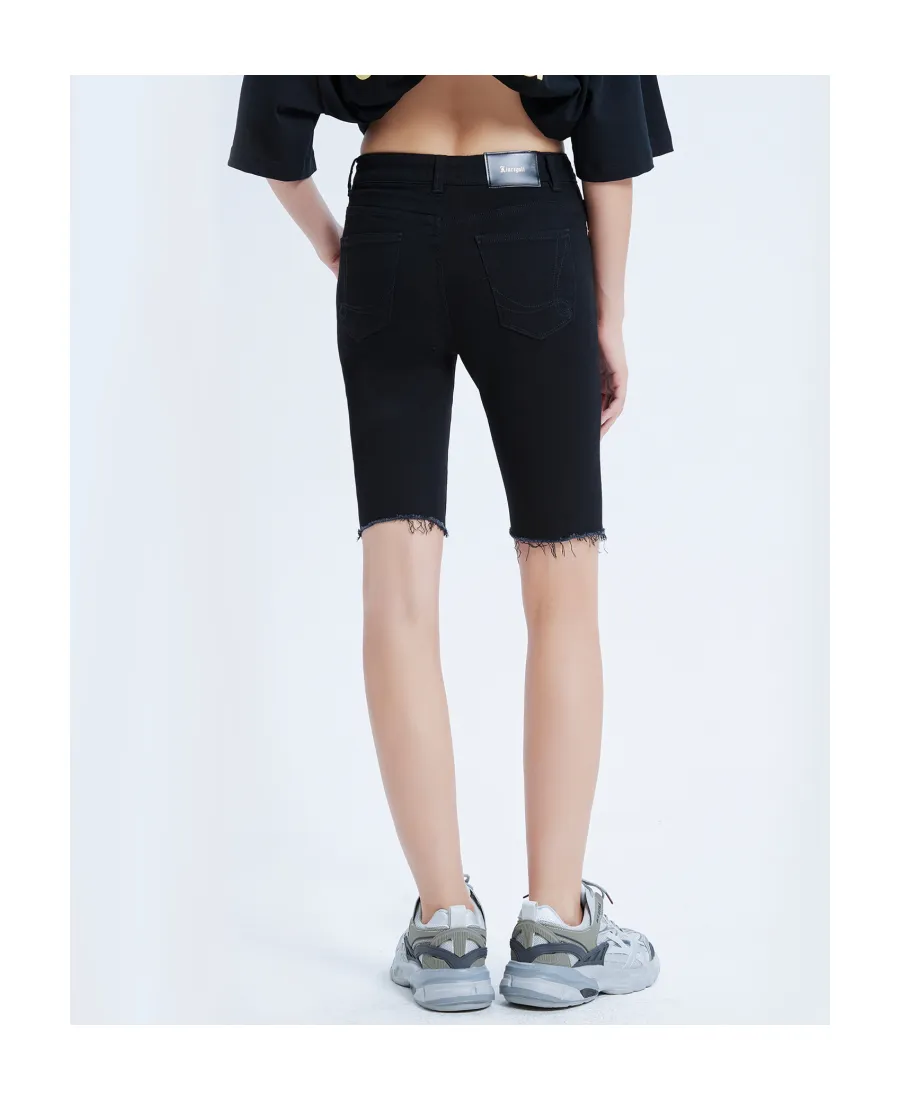 Logo Slim Denim Shorts