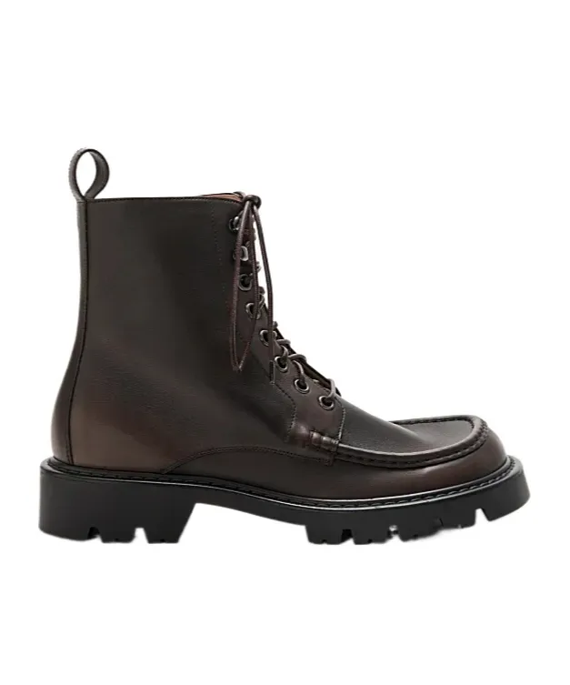 Sierra Combat Ankle Boot In Brushed-Off Calfskin