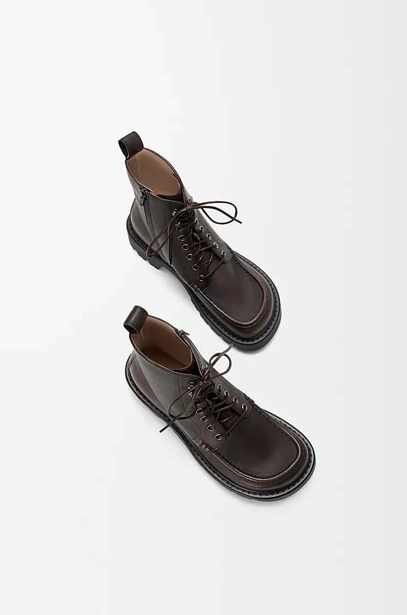 Sierra Combat Ankle Boot In Brushed-Off Calfskin