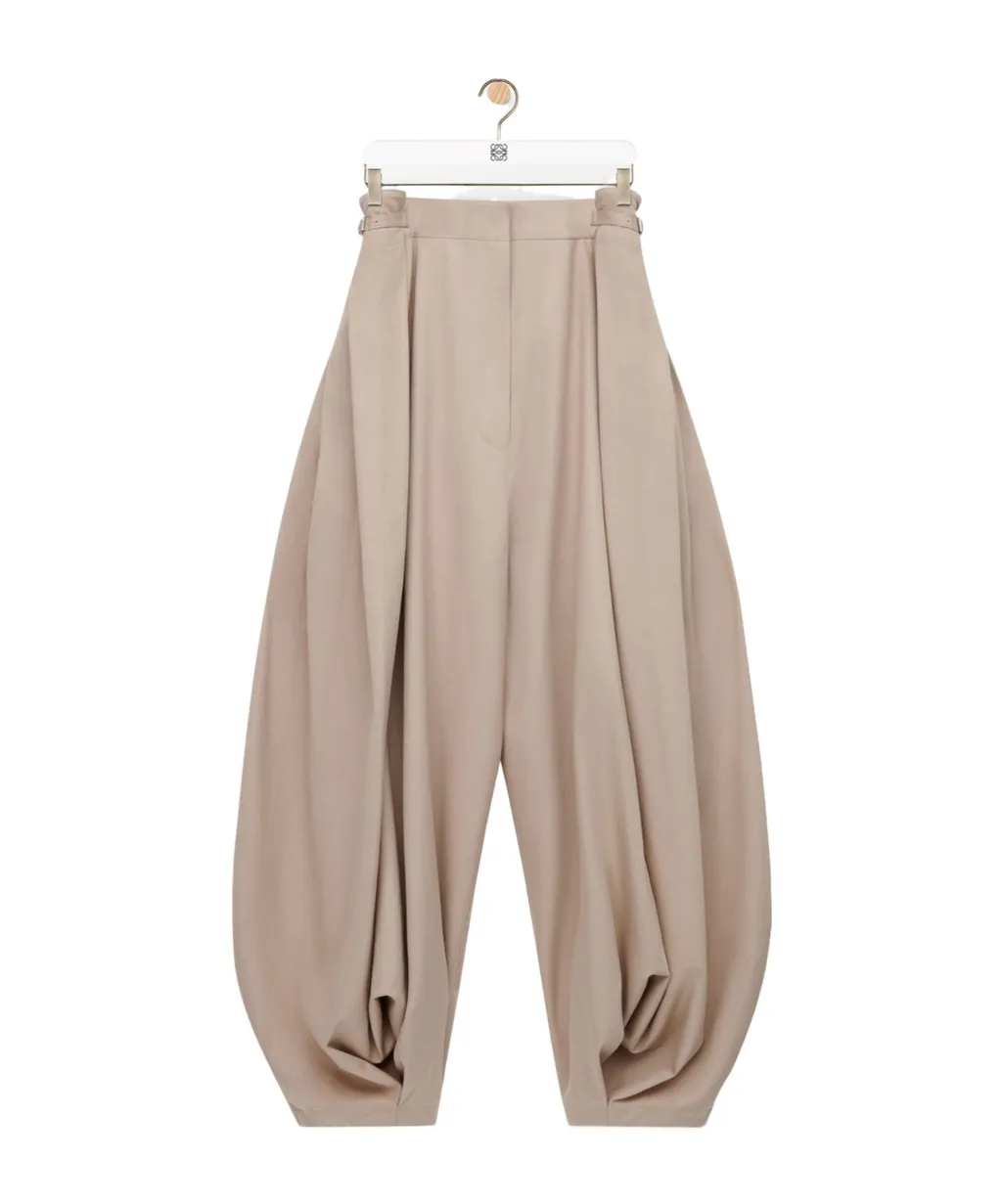 Draped Trousers In Cotton And Silk
