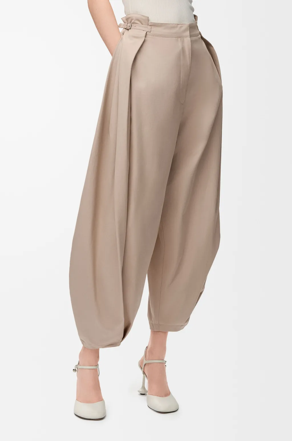 Draped Trousers In Cotton And Silk