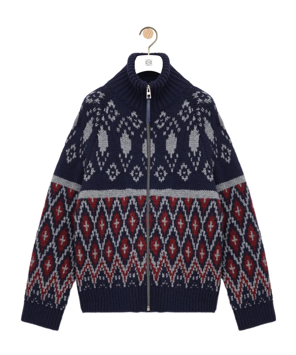Geometric Jacquard Cardigan