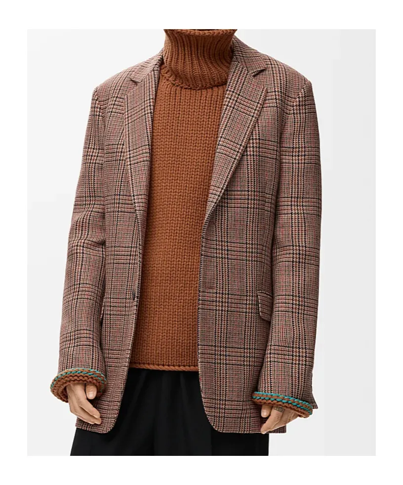 Single-Breasted Checked Jacket