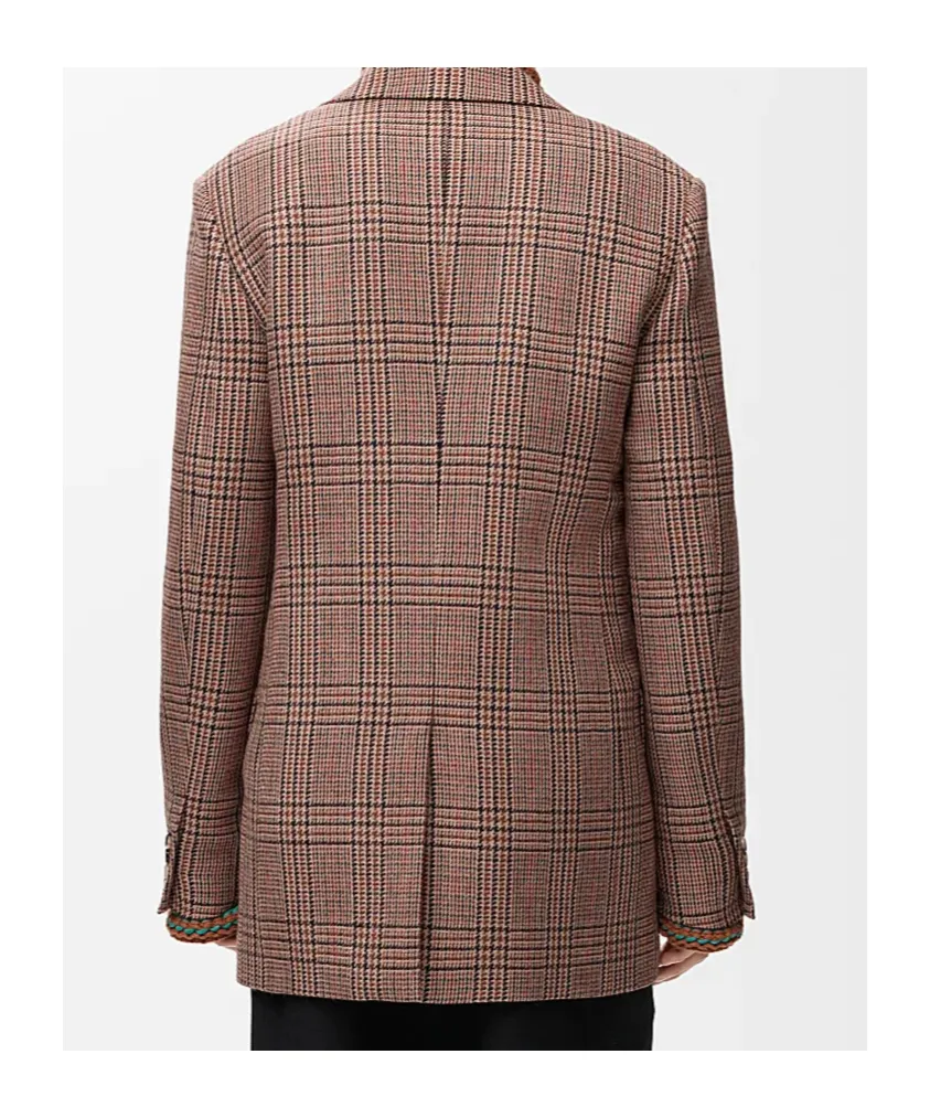 Single-Breasted Checked Jacket