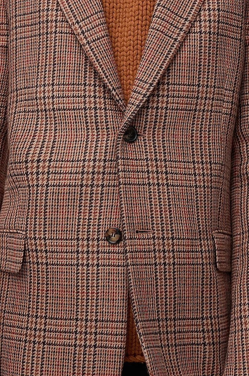 Single-Breasted Checked Jacket
