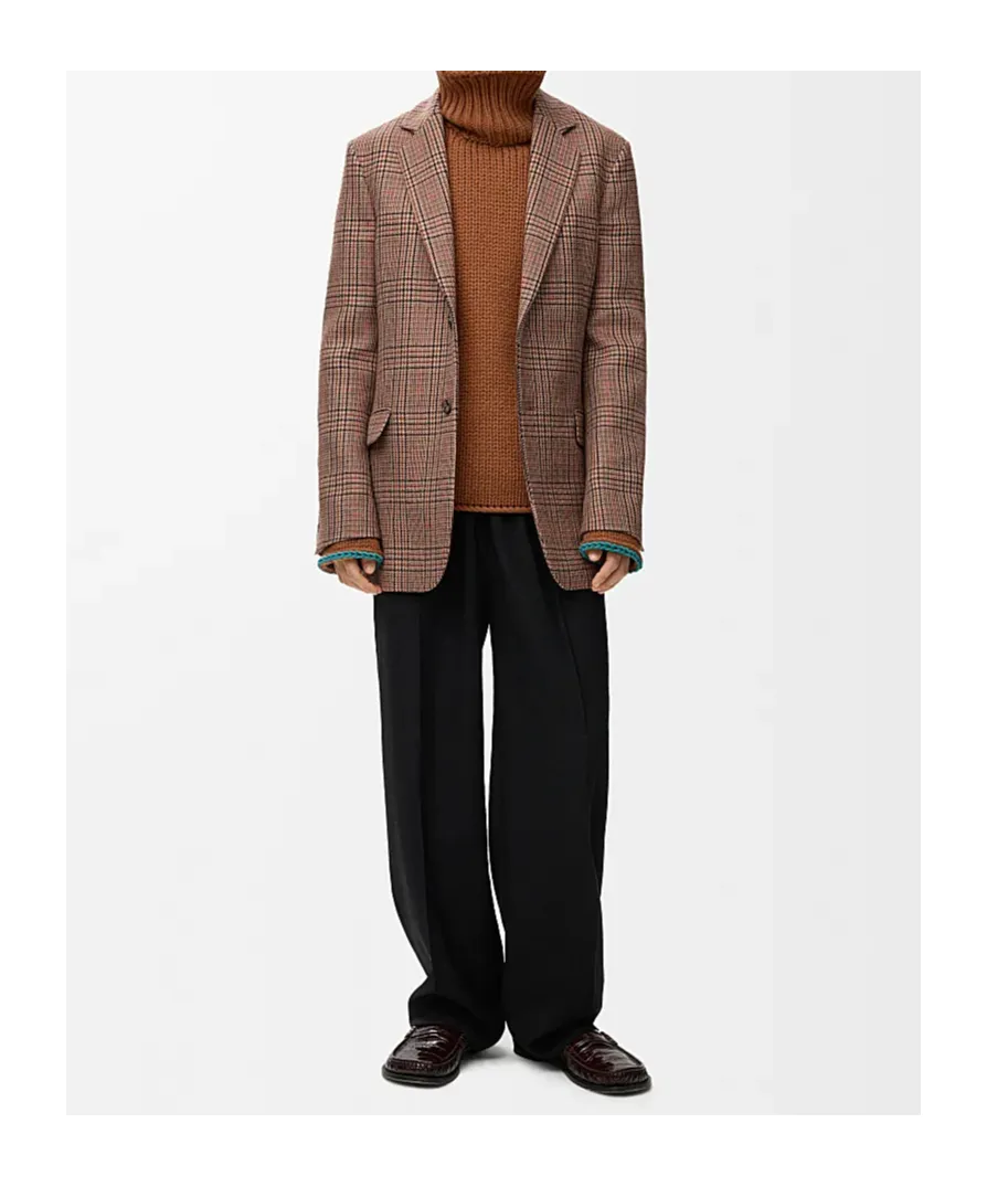 Single-Breasted Checked Jacket