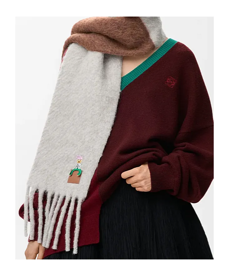 Acrobat Embroidered Fringed Scarf