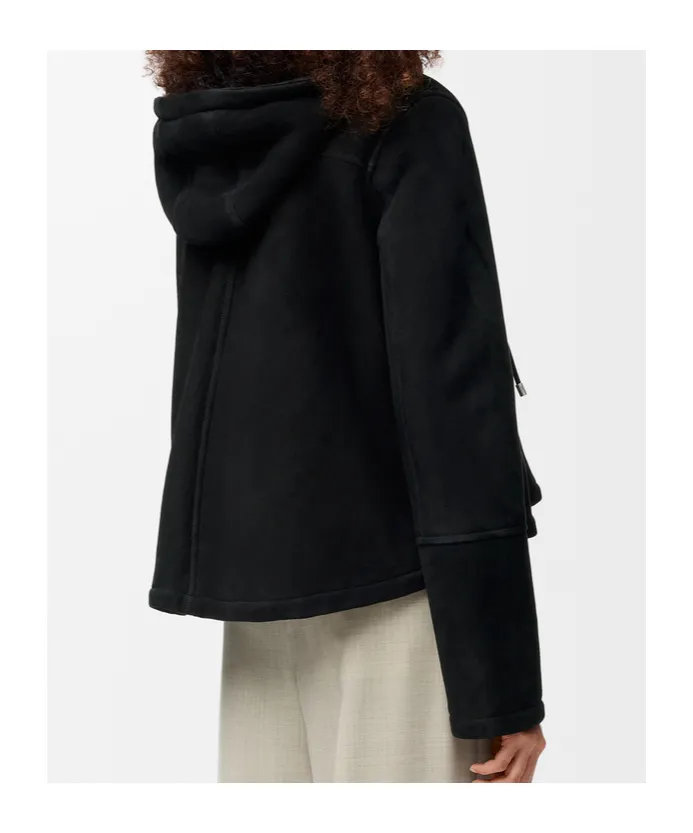 Shearling Zip-Up Hooded Jacket