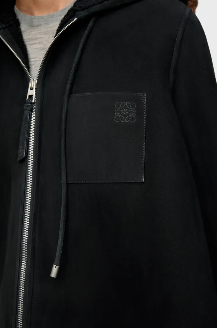 Shearling Zip-Up Hooded Jacket