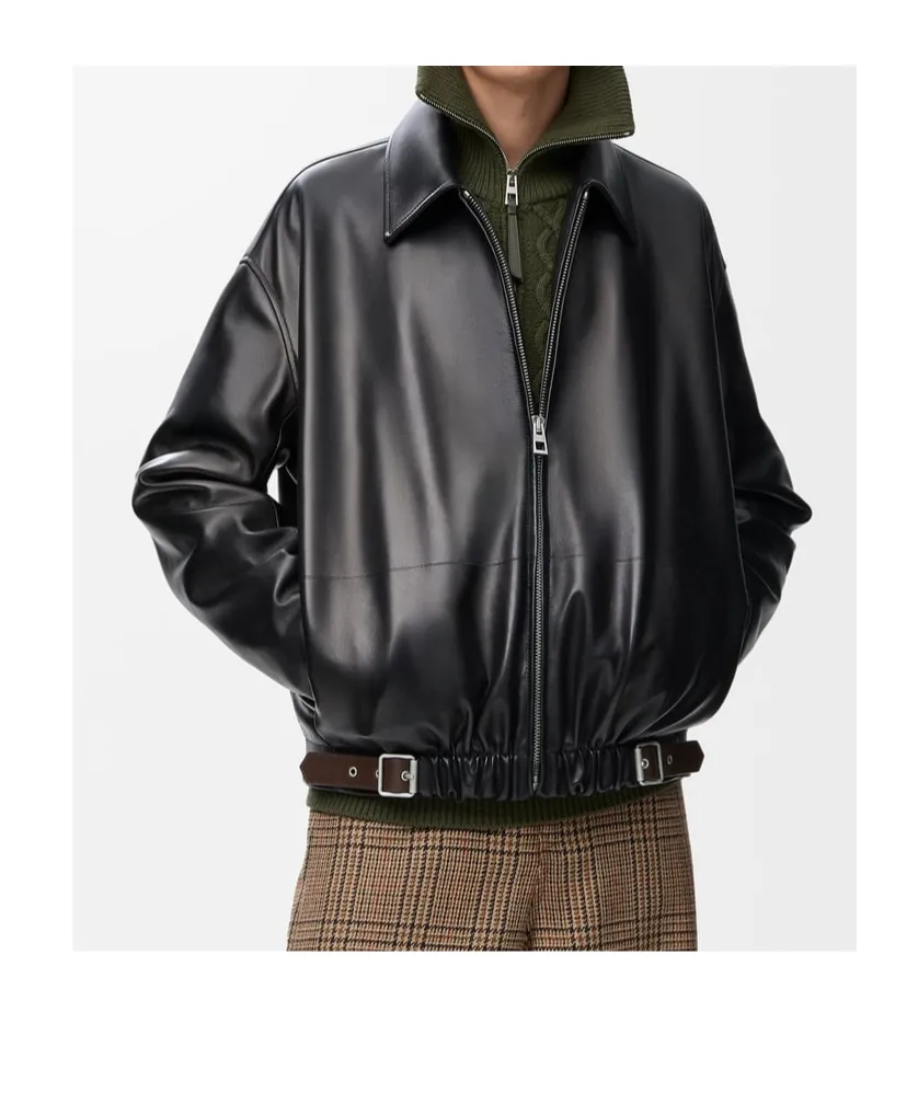 Collared Belted Zip-Up Jacket
