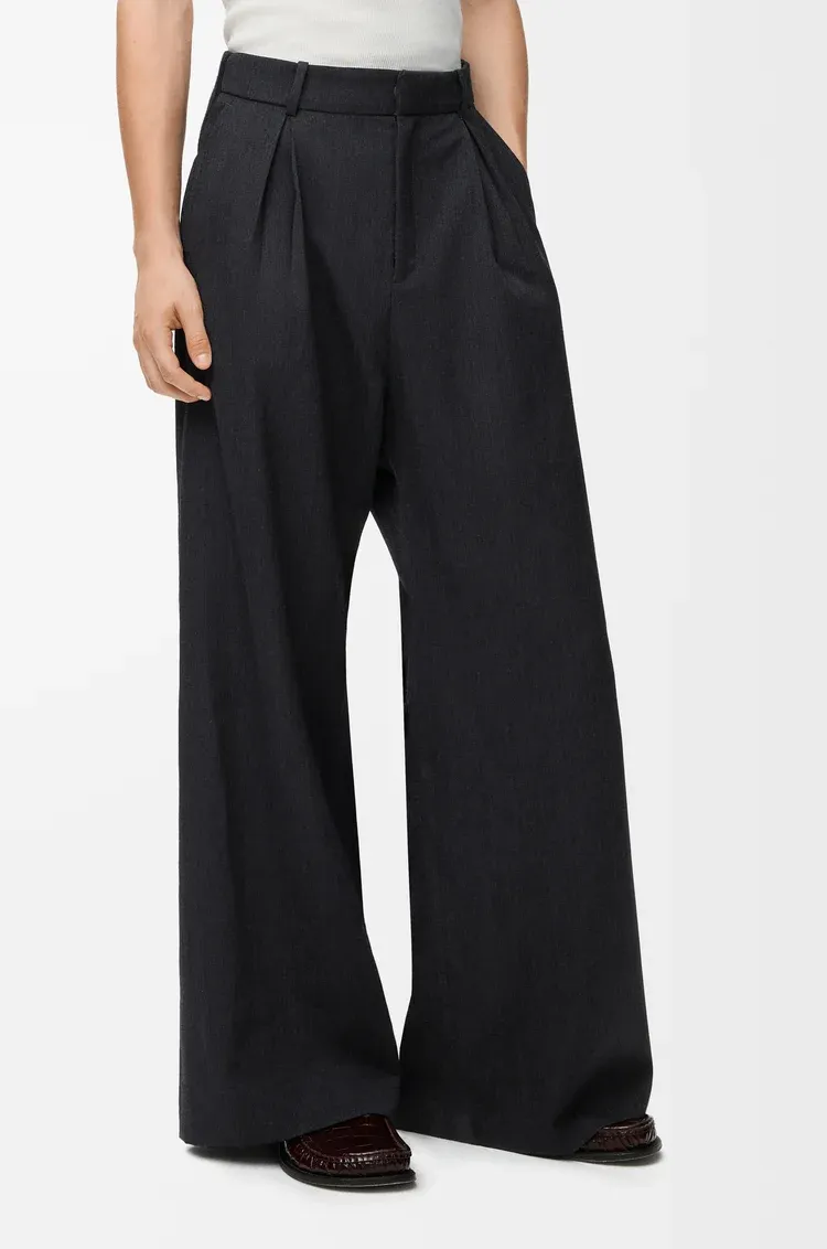 Mid Waist Gabardine Trousers