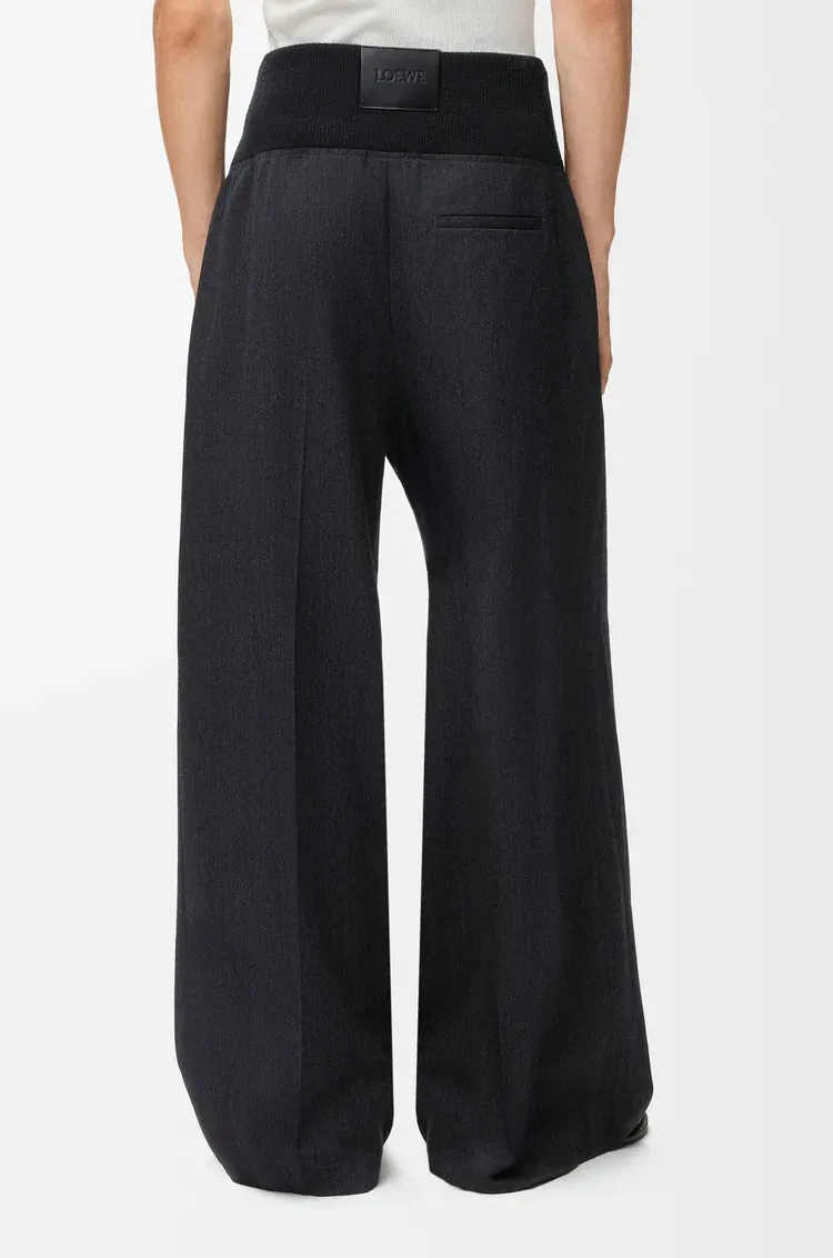 Mid Waist Gabardine Trousers