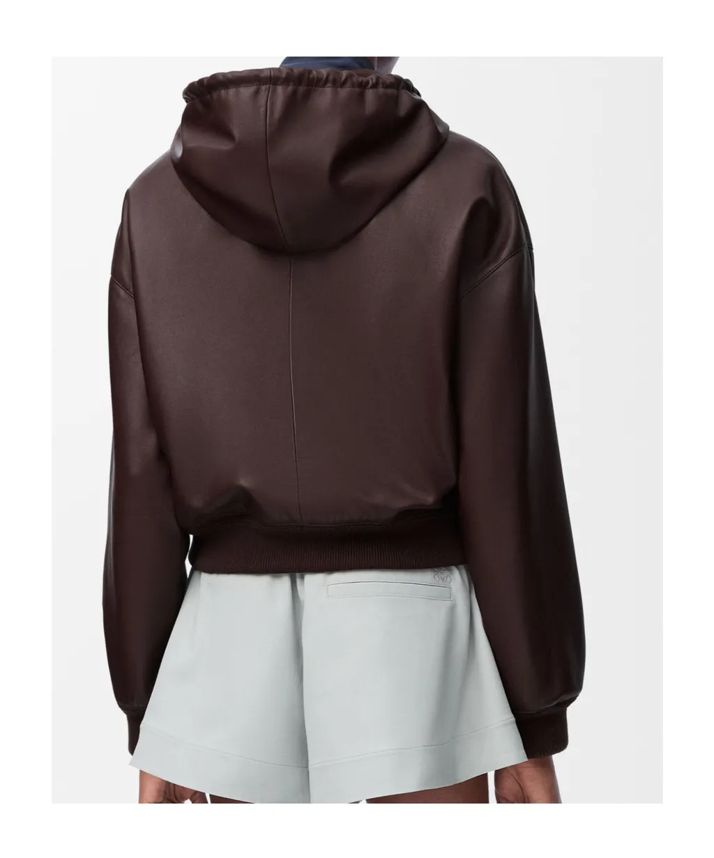 Flamenco Hooded Leather Zip-Up Jacket