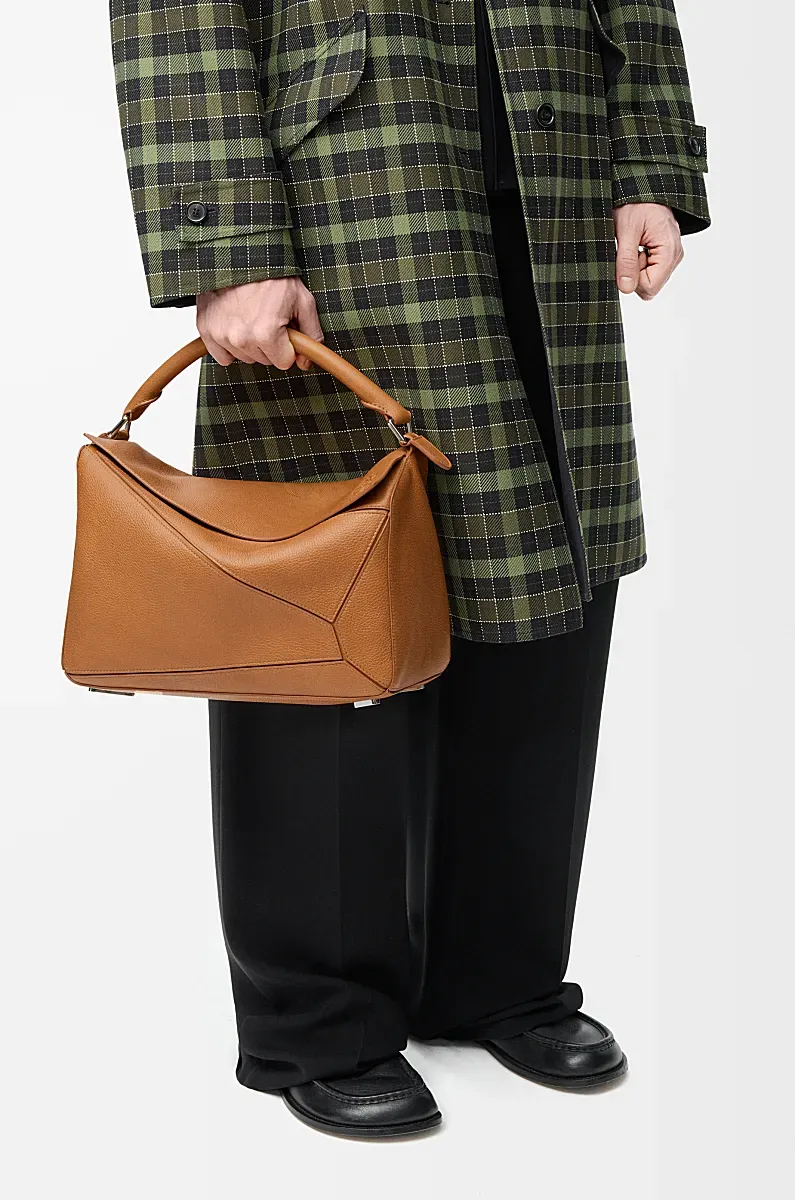 Large Puzzle Leather Tote Bag