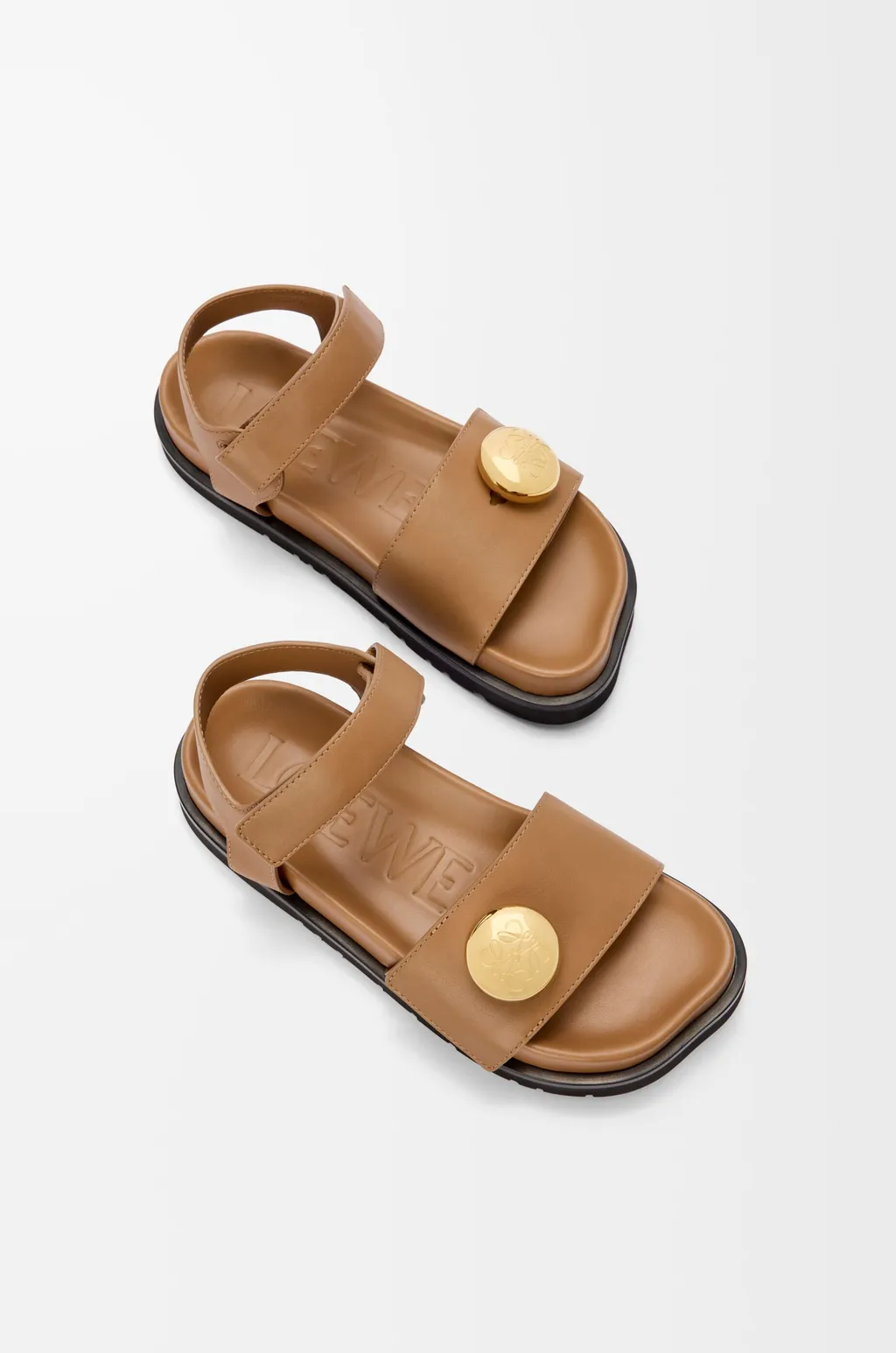 Leather Button-Embellished Sandals