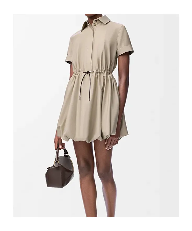 Short Sleeve Dress In Cotton And Silk