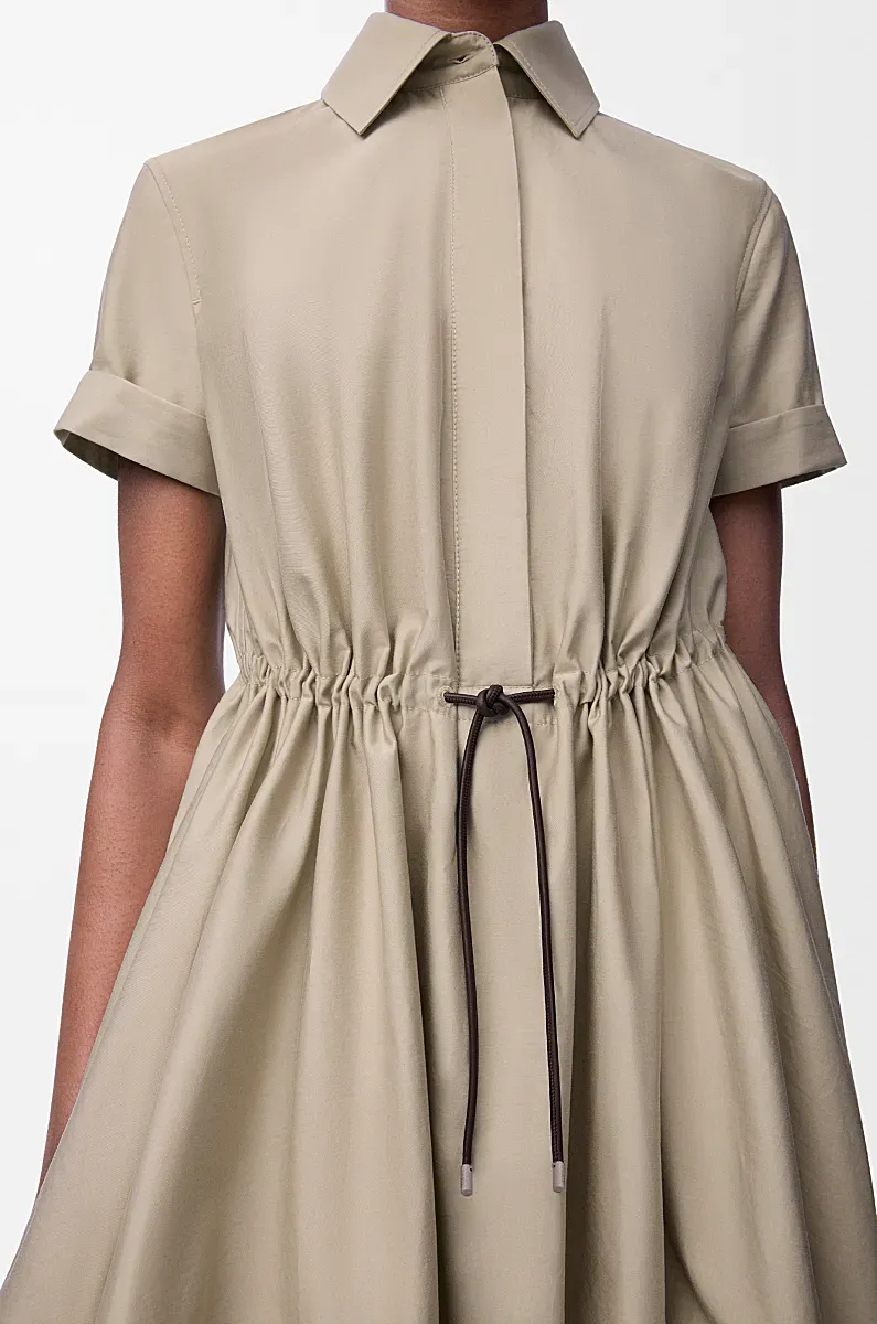 Short Sleeve Dress In Cotton And Silk