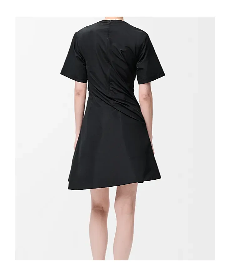 Draped Short-Sleeved Dress