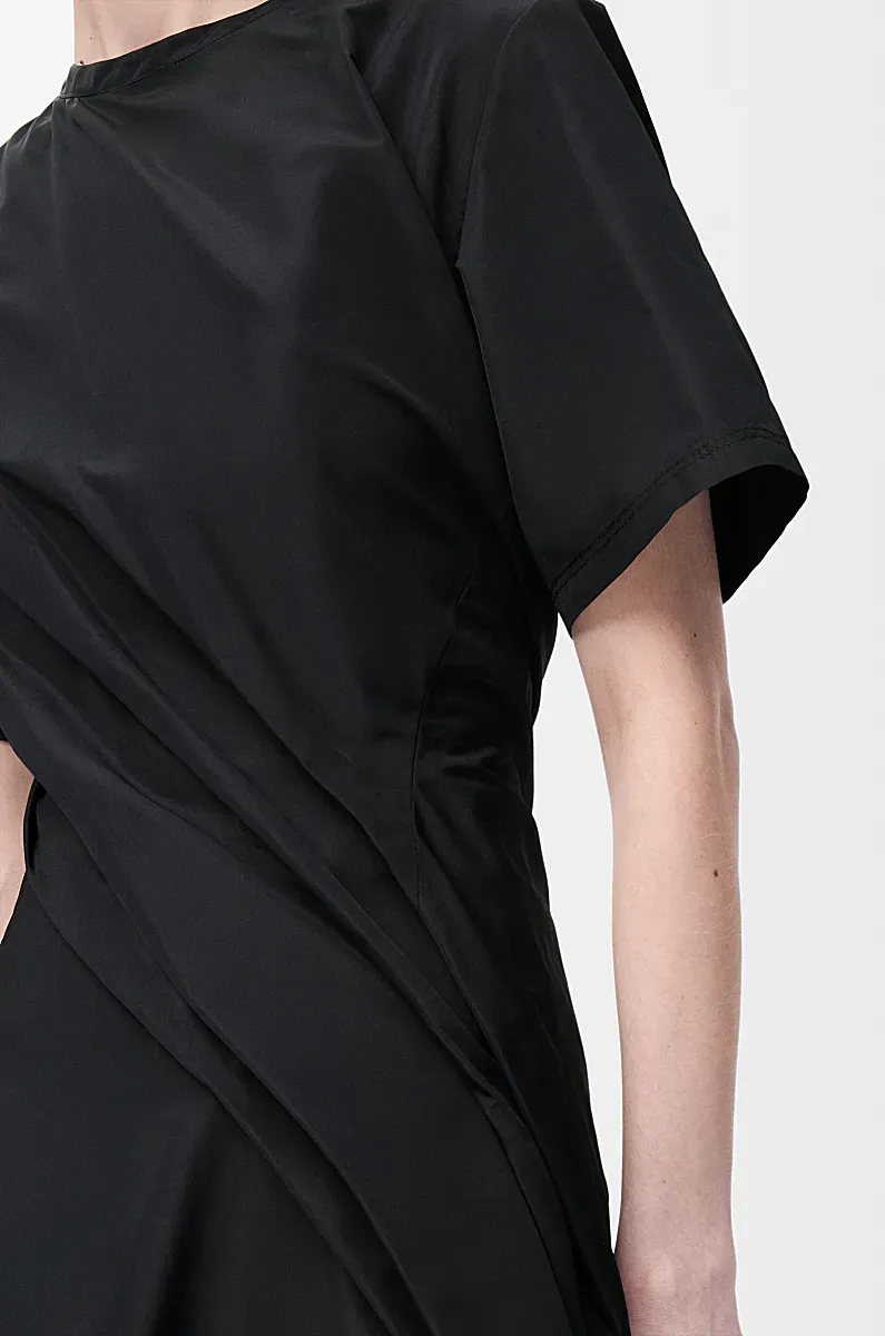 Draped Short-Sleeved Dress