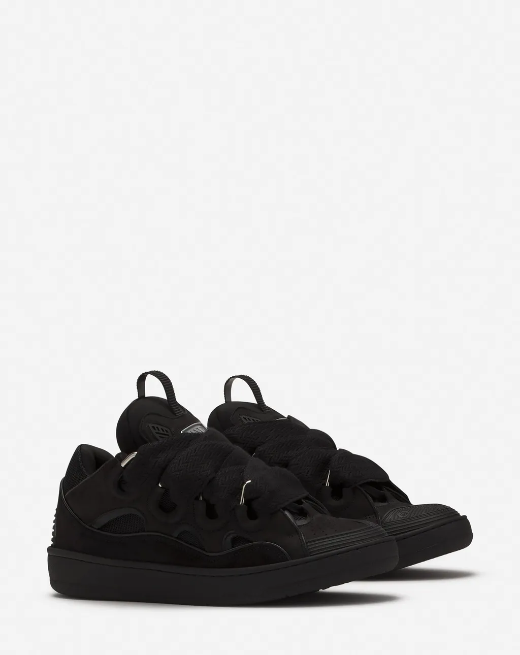 Curb Round Toe Lace-Up Sneakers