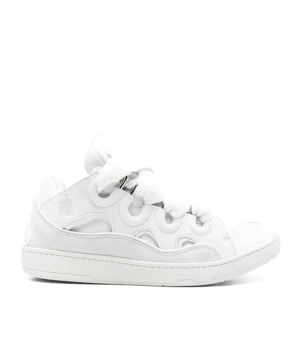 Curb Round Toe Lace-Up Sneakers