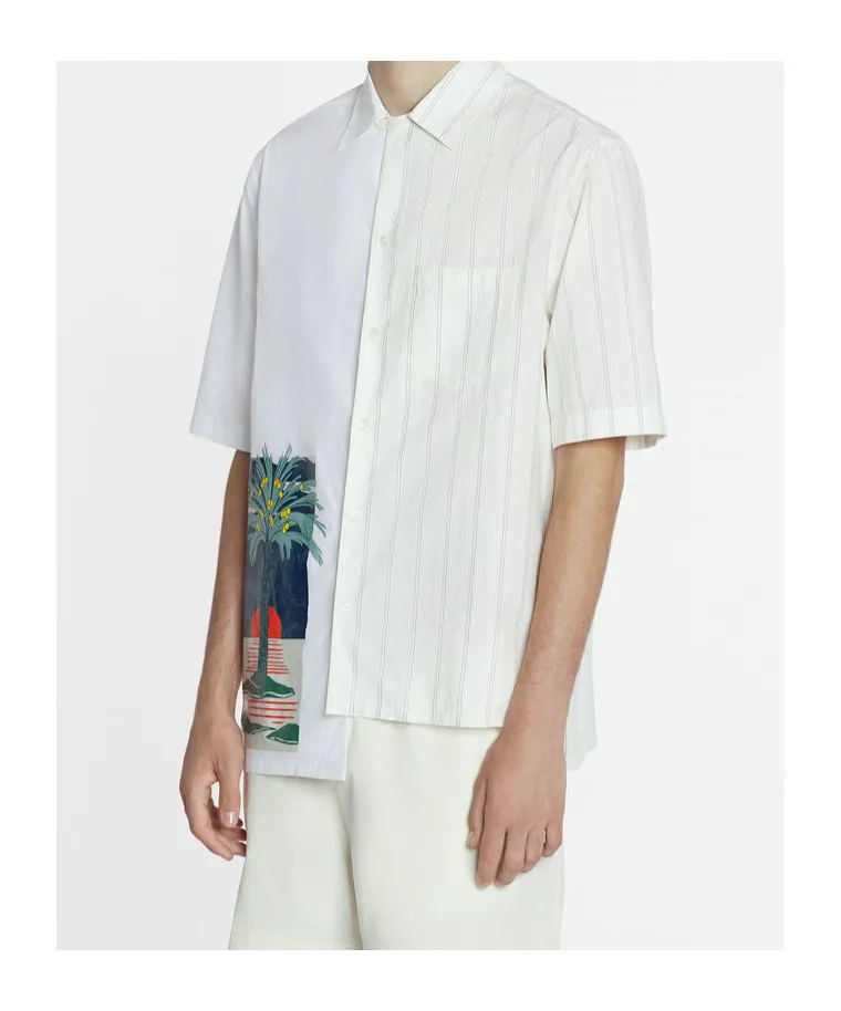 Graphic Printed Panelled Shirt
