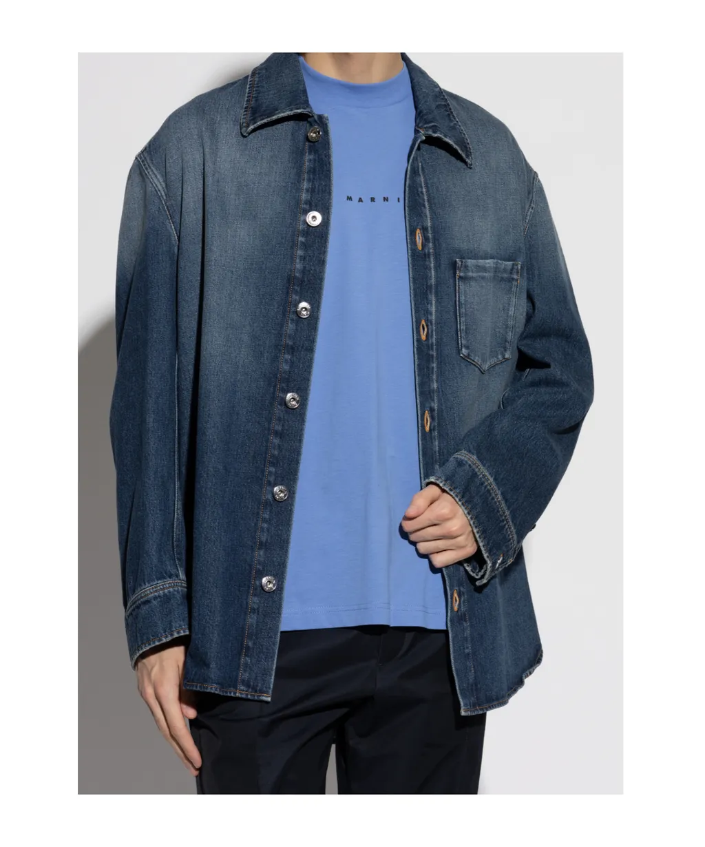 Logo Patch Denim Shirt