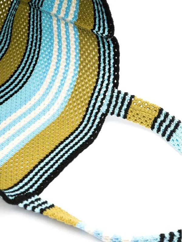 Striped Crochet Cotton Tote Bag