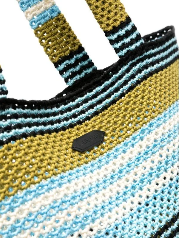 Striped Crochet Cotton Tote Bag