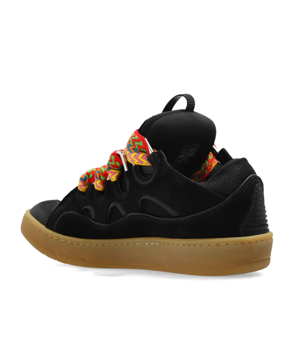 Curb Round Toe Lace-Up Sneakers
