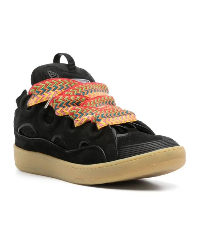 Curb Round Toe Lace-Up Sneakers