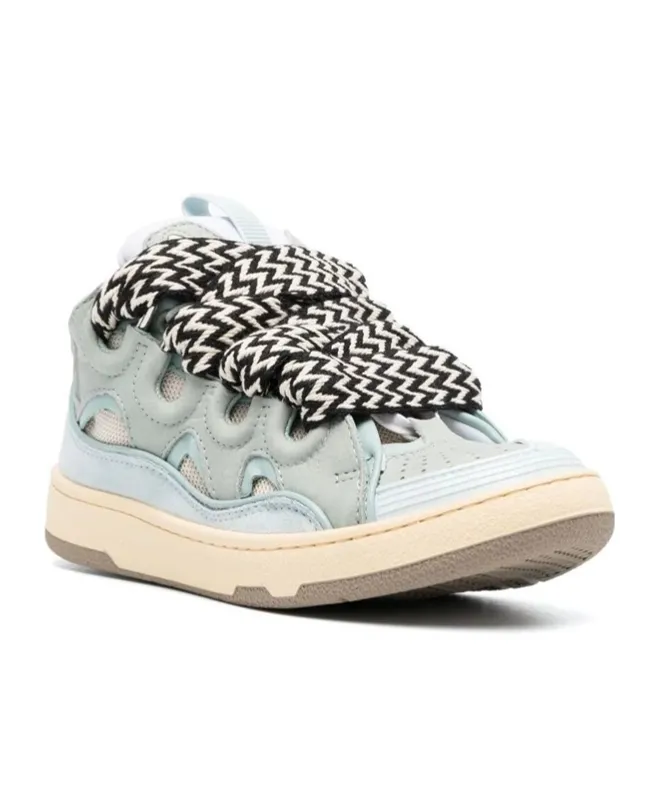Curb Round Toe Lace-Up Sneakers