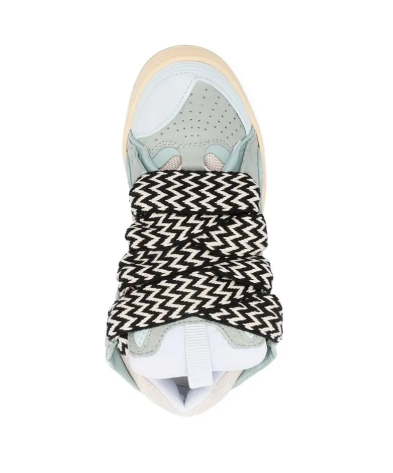 Curb Round Toe Lace-Up Sneakers