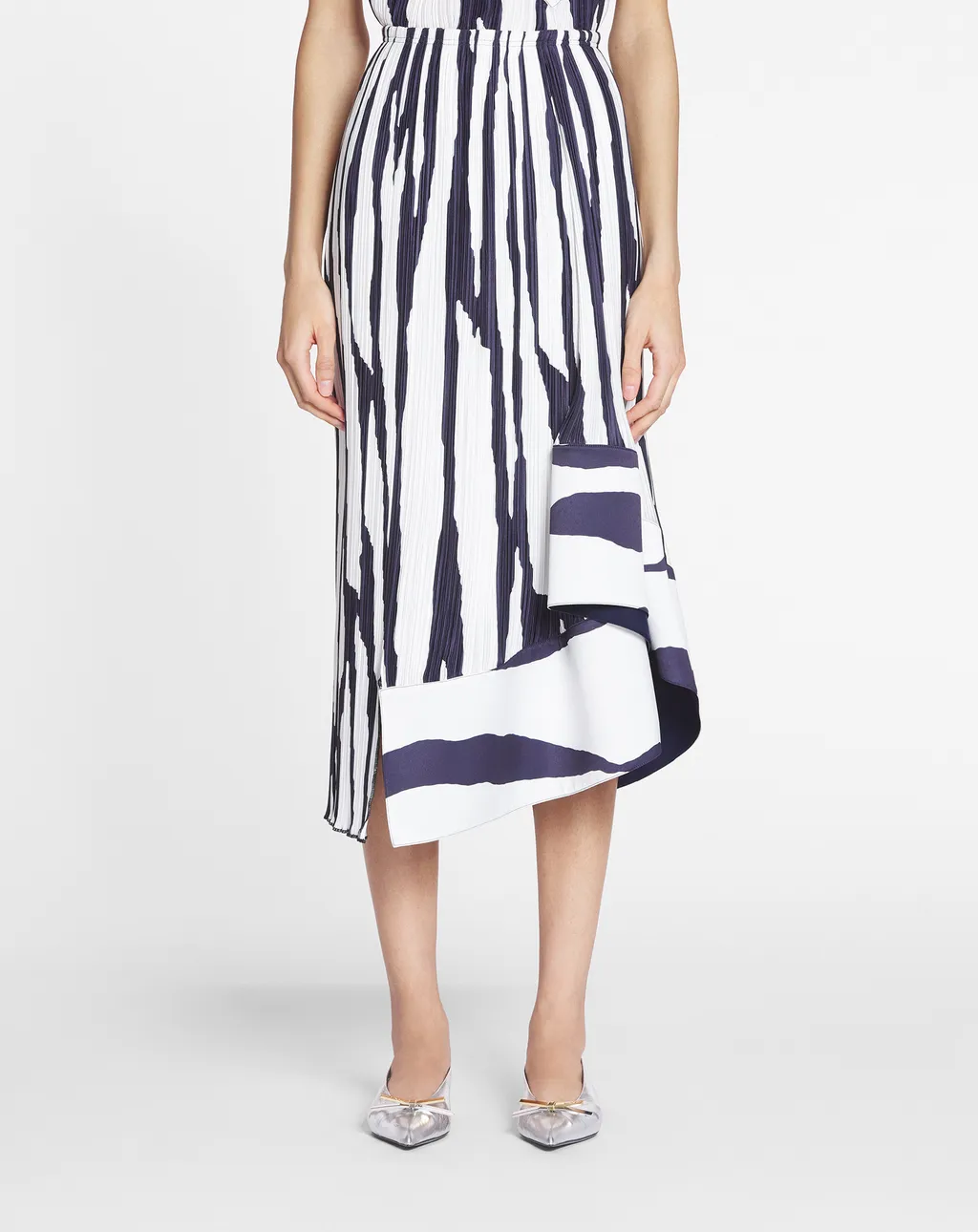Zebra Pattern Pleated Mid-Length Skirt