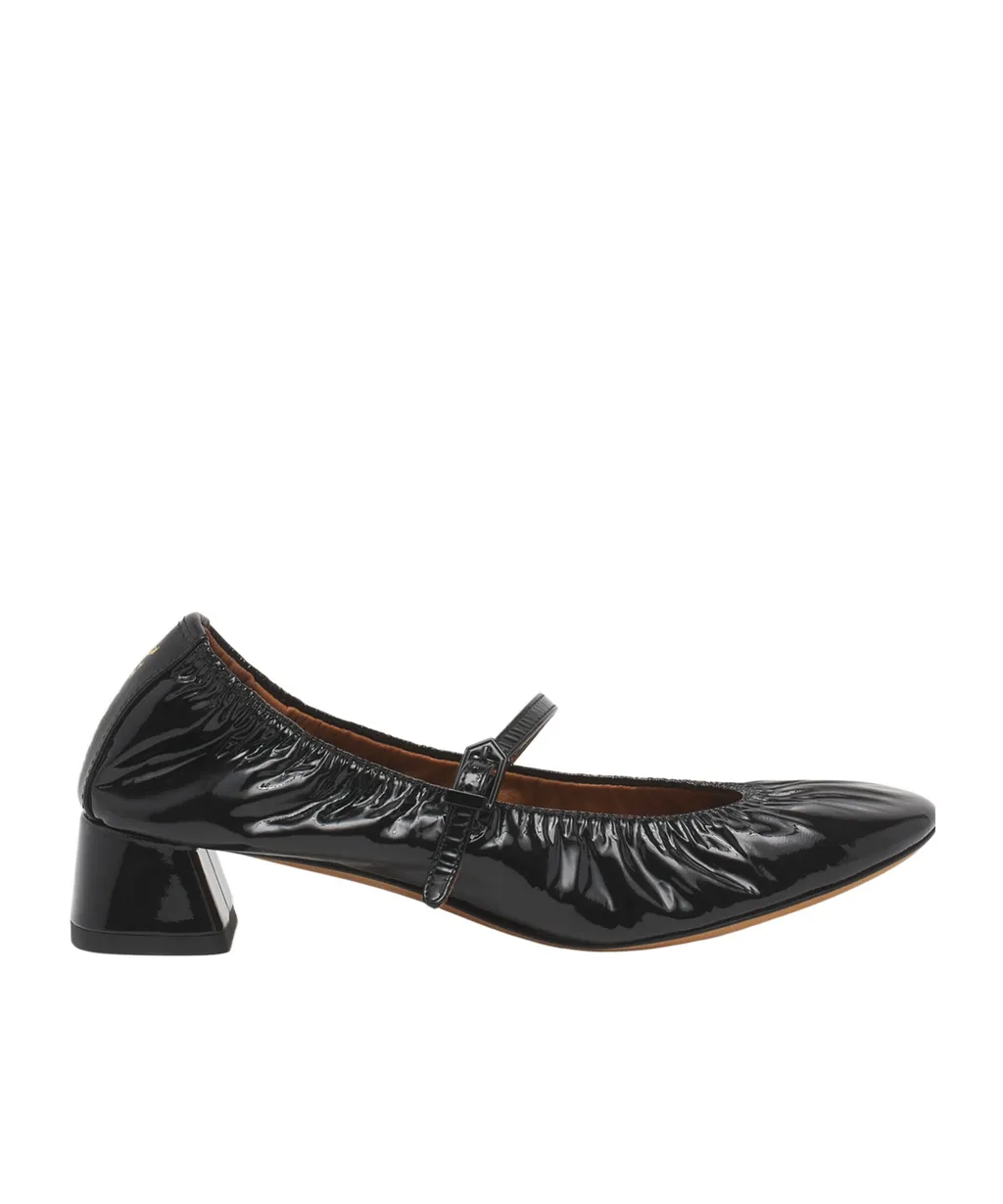 Wedge-Heel Buckle-Strap Ballerinas