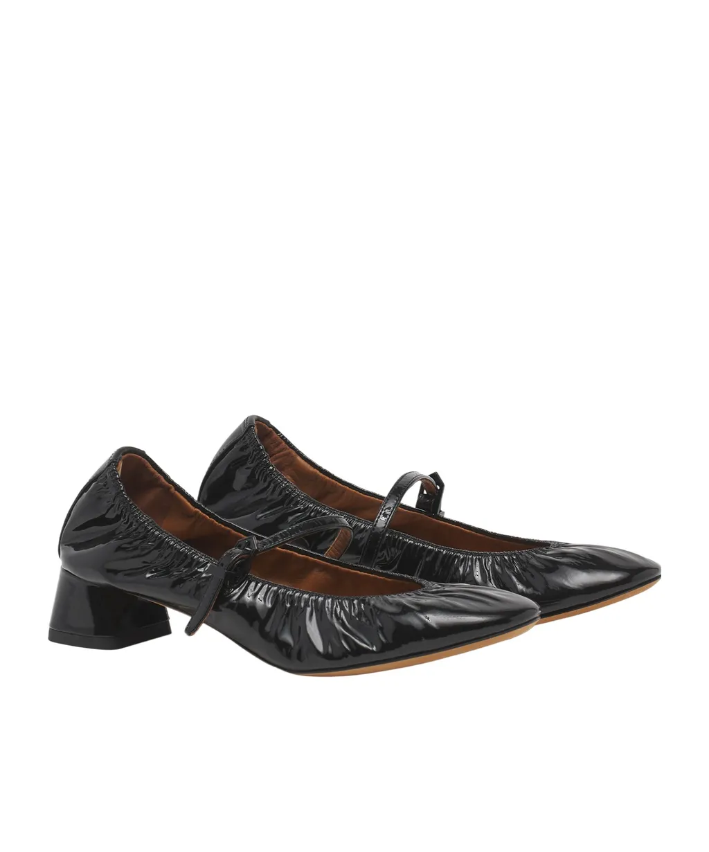 Wedge-Heel Buckle-Strap Ballerinas